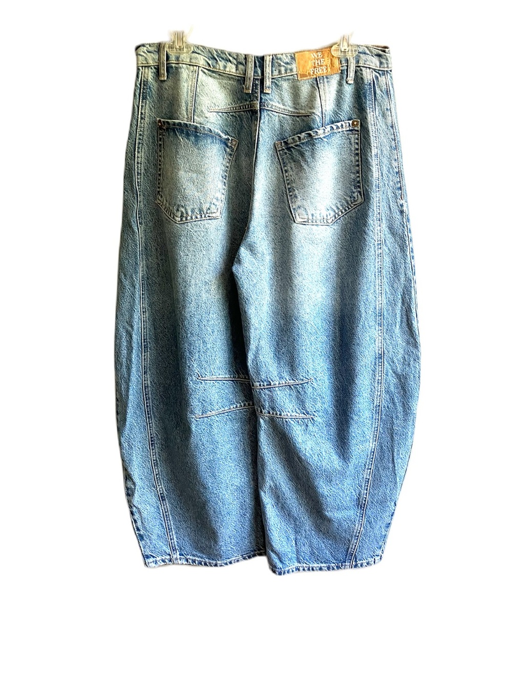 We The Free Good Luck Mid Rise Barrel Jeans Size 29 Medium Wash Wide Leg Denim - Picture 6 of 16